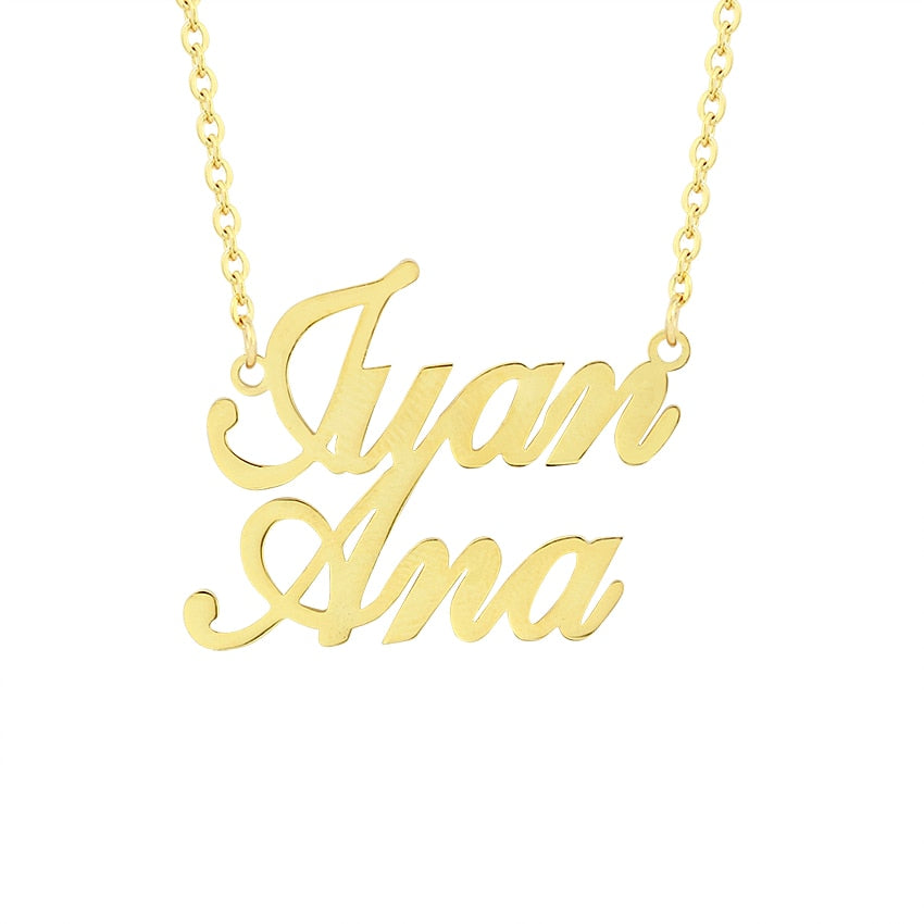 Tiny Personalized Two Name Necklace Handmade